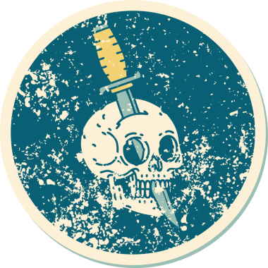 Bir insan tarafından çizilmiş bir kafatasının sembolik dövmeli görüntüsü.