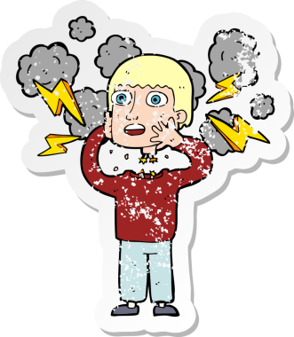 Bir insan tarafından çizilmiş gizli bir robot karikatürünün gerilimli yapıştırması