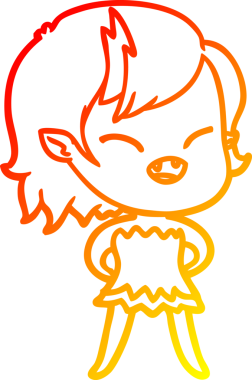 Bir insan tarafından çizilmiş gülen vampir kız çizgi filmi.