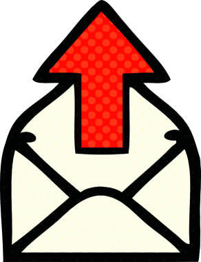 bir insan tarafından çizilmiş bir e-posta işaretinin çizgi roman tarzı