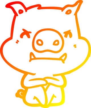 Bir insan tarafından çizilmiş kızgın çizgi film domuzu çizimi.