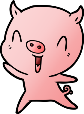 Bir insan tarafından çizilmiş mutlu çizgi film domuzu.