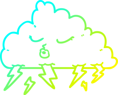 Bir insan tarafından çizilen bir çizgi film bulutunun soğuk gradyan çizimi