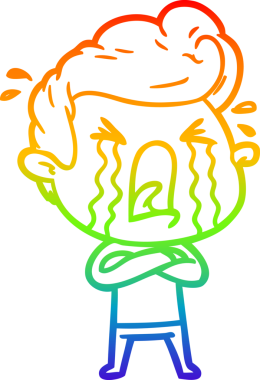 Bir insan tarafından çizilmiş ağlayan bir adamın çizdiği gökkuşağı gradyan çizgisi.