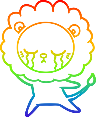 Gökkuşağı gradyan çizgisi bir insan tarafından çizilmiş ağlayan bir aslanın çizimi