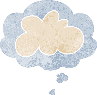 çizgi film dekoratif bulut sembolü grunge içinde düşünce balonu sıkıntılı retro dokuma tarzı bir insan tarafından çizilmiş