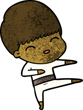 Bir insan tarafından çizilmiş mutlu çizgi film çocuğu.