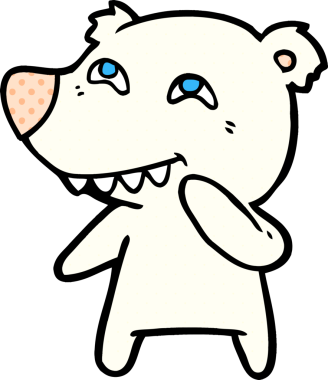 Karikatür kutup ayısı bir insan tarafından çizilmiş dişleri gösteriyor