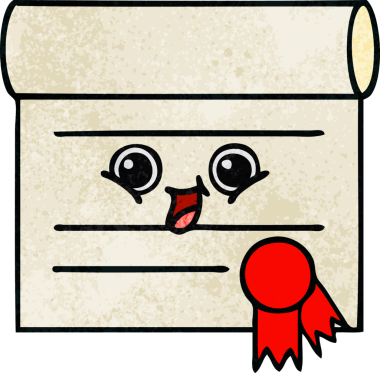 Bir insan tarafından çizilmiş sertifikanın grunge desen karikatürü