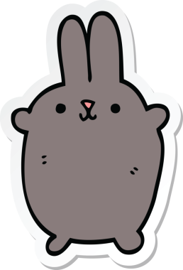 Bir insan tarafından çizilmiş çizgi film tavşanının çıkartması.