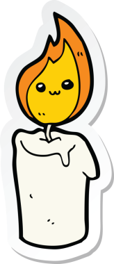 Bir insan tarafından çizilmiş bir mum karakterinin çıkartması.