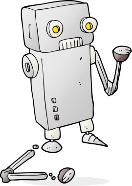 Bir insan tarafından çizilmiş el yazısıyla çizilmiş kırık bir robot.