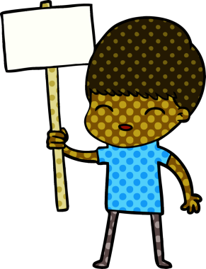 Bir insan tarafından çizilmiş mutlu çizgi film çocuğu.