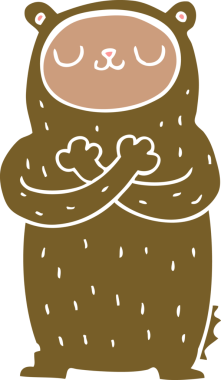 Bir insan tarafından çizilmiş düz renkli çizgi film ayısı