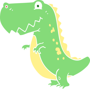 Bir insan tarafından çizilen dinazorun düz renk çizimi