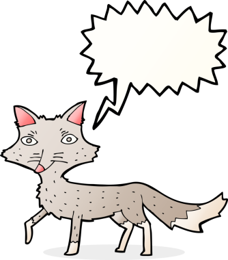 Bir insan tarafından çizilmiş konuşma balonu olan küçük bir kurt.