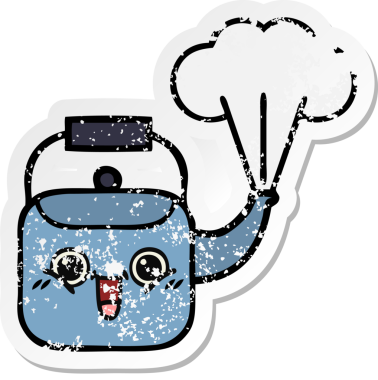 Bir insan tarafından çizilmiş dumanı tüten tatlı bir karikatür çıkartması.