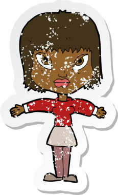 Bir insan tarafından çizilmiş kolları açık bir çizgi film karakterinin gerilmiş çıkartması.