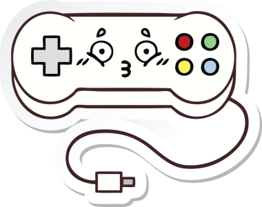 Bir insan tarafından çizilmiş şirin bir çizgi film oyun denetleyicisinin çıkartması