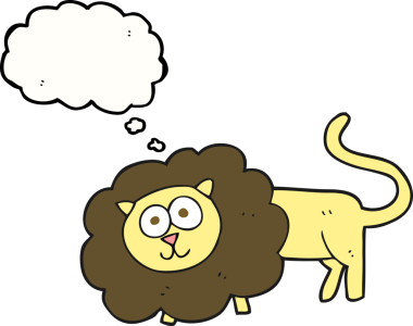 Bir insan tarafından çizilmiş serbest çizim düşünce baloncuklu çizgi film hayvanları