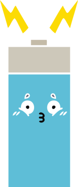 Bir insan tarafından çizilmiş düz renk retro pili.