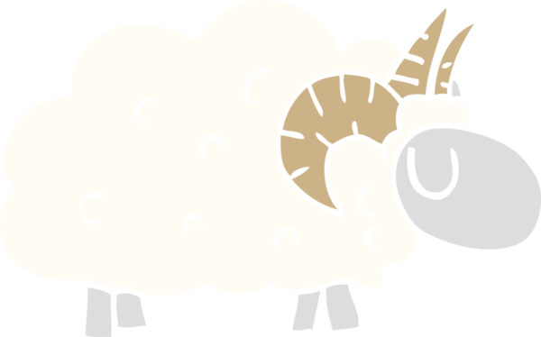 Bir insan tarafından çizilmiş boynuzlu karalama koyunu.