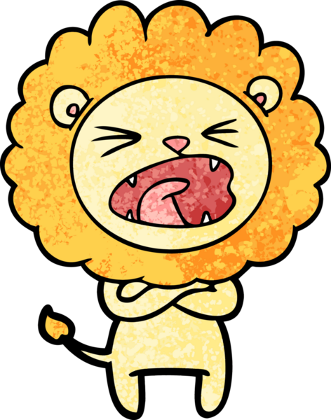 Bir insan tarafından çizilmiş kızgın aslan çizgi filmi.