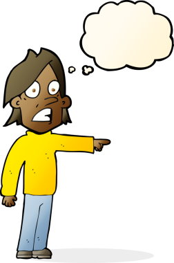 Bir insan tarafından çizilen düşünce baloncuğuyla adamı şaşırtan çizgi film.