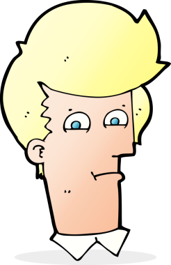 Bir insan tarafından çizilmiş gözleri kısarak bakan çizgi film adamı.