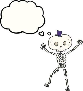 Bir insan tarafından çizilmiş serbest çizim balon karikatür dans iskeleti