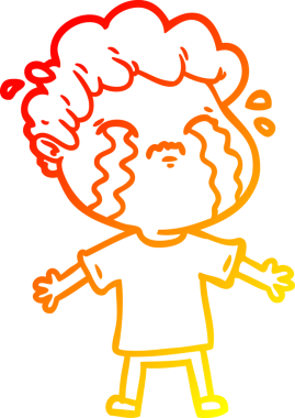 Bir insan tarafından çizilmiş ağlayan bir çizgi film karakteri çizimi.