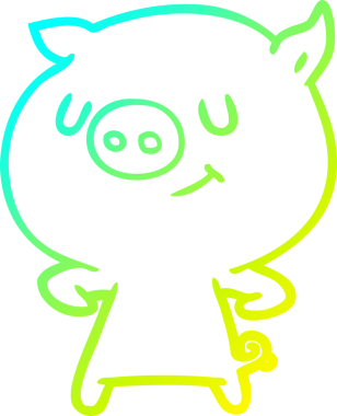 Bir insan tarafından çizilmiş mutlu çizgi film domuzu çizimi.