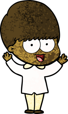 Bir insan tarafından çizilmiş mutlu çizgi film çocuğu.