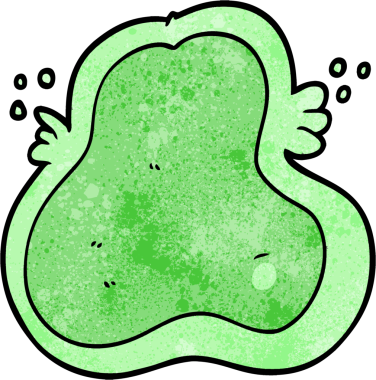 Bir insan tarafından çizilmiş amip çizgi filmi.