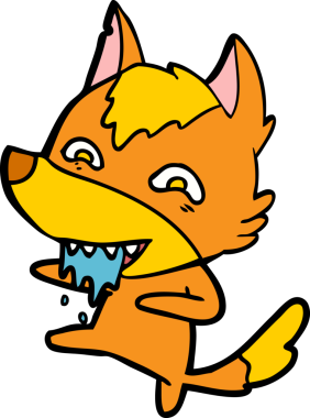 Bir insan tarafından çizilmiş tilki çizgi film karakteri