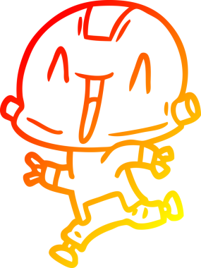 Bir insan tarafından çizilen çizgi film robotunun sıcak çizgi çizimi