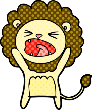 Bir insan tarafından çizilmiş çizgi film aslanı.