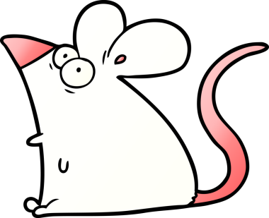 Bir insan tarafından çizilmiş korkmuş fare çizgi filmi.