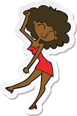 Bir insan tarafından çizilmiş dans eden bir kadının çıkartması.