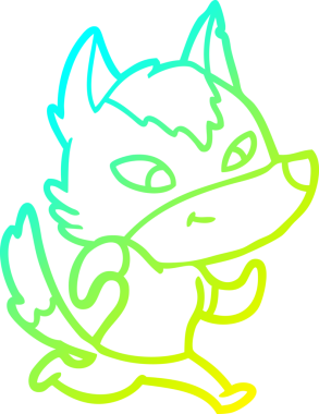 Bir insan tarafından çizilmiş dost canlısı bir kurt çizgi çizimi.