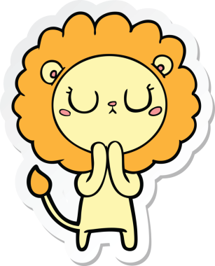 Bir insan tarafından çizilmiş karikatür aslanının çıkartması.