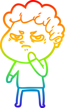 Bir insan tarafından çizilmiş kızgın bir adamın çizdiği gökkuşağı gradyanı çizimi