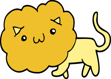 Bir insan tarafından çizilmiş şirin çizgi film aslanı.