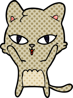 Bir insan tarafından çizilmiş çizgi film kedisi.