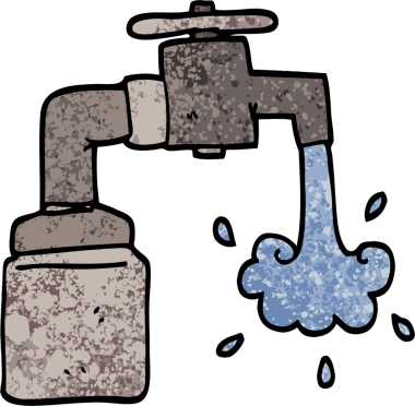 Bir insan tarafından çizilmiş grunge desenli çizim karikatürü musluğu