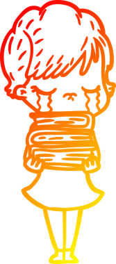 Bir insan tarafından çizilmiş, ağlayan bir çizgi kadın çizimi.