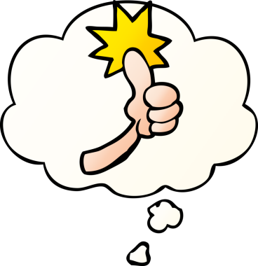 Bir insan tarafından çizilmiş yumuşak eğimli düşünce baloncuğu ile çizgi film işareti