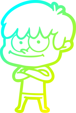 Bir insan tarafından çizilmiş mutlu bir çizgi film karakteri çizimi.