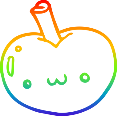 gökkuşağı gradyan çizgi çizimi bir insan tarafından çizilmiş elma çizgi