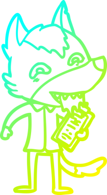 Bir insan tarafından çizilmiş bir karikatür çizimi. Aç kurt.